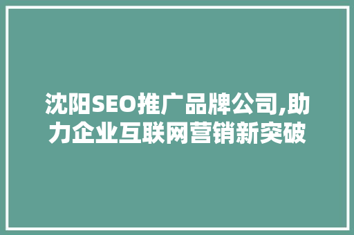沈阳SEO推广品牌公司,助力企业互联网营销新突破  第1张