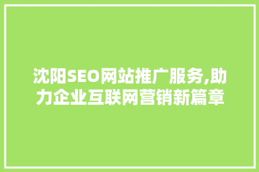 沈阳SEO网站推广服务,助力企业互联网营销新篇章