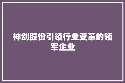 神剑股份引领行业变革的领军企业
