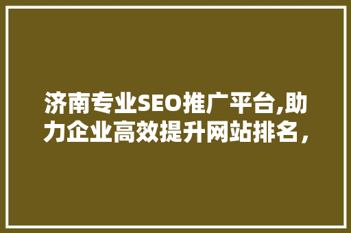济南专业SEO推广平台,助力企业高效提升网站排名，抢占市场先机