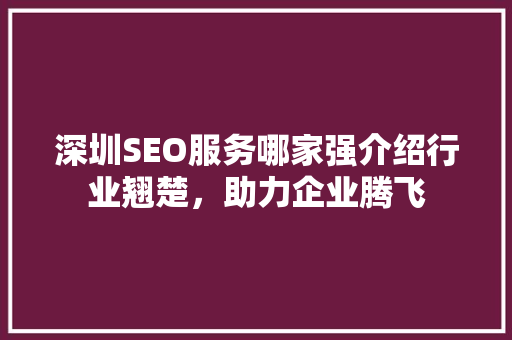 深圳SEO服务哪家强介绍行业翘楚，助力企业腾飞