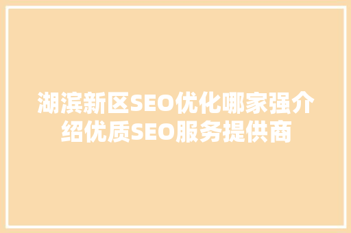湖滨新区SEO优化哪家强介绍优质SEO服务提供商