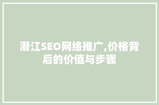 潜江SEO网络推广,价格背后的价值与步骤