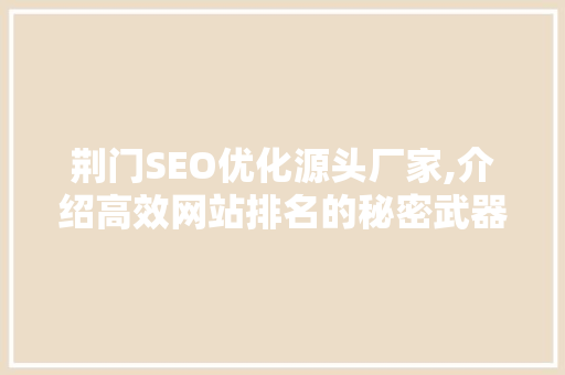 荆门SEO优化源头厂家,介绍高效网站排名的秘密武器  第1张