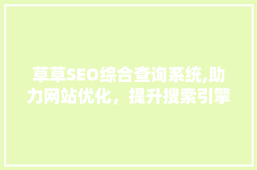 草草SEO综合查询系统,助力网站优化，提升搜索引擎排名