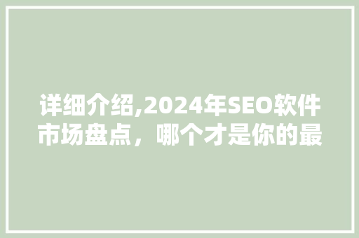 详细介绍,2024年SEO软件市场盘点，哪个才是你的最佳选择
