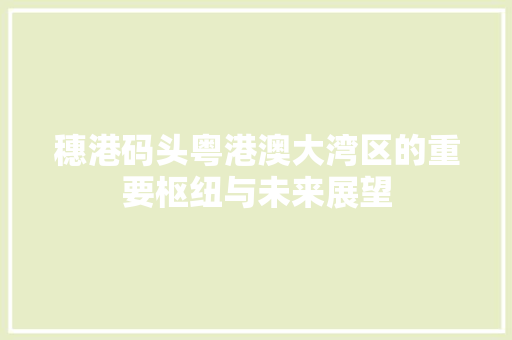 穗港码头粤港澳大湾区的重要枢纽与未来展望