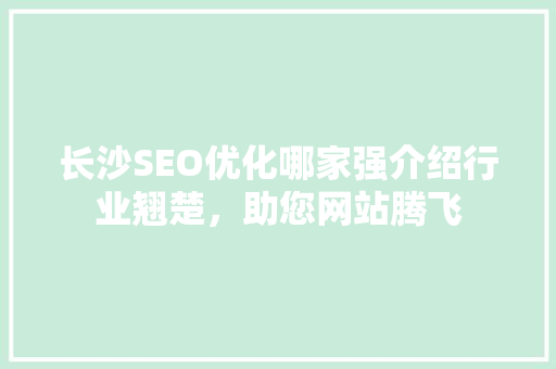长沙SEO优化哪家强介绍行业翘楚，助您网站腾飞