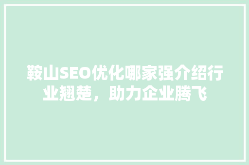 鞍山SEO优化哪家强介绍行业翘楚，助力企业腾飞