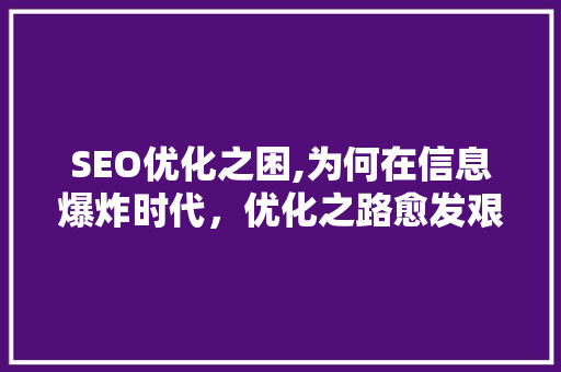SEO优化之困,为何在信息爆炸时代，优化之路愈发艰难