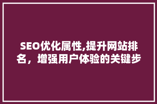 SEO优化属性,提升网站排名，增强用户体验的关键步骤