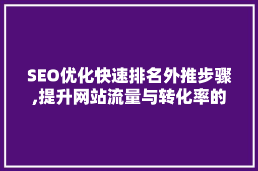 SEO优化快速排名外推步骤,提升网站流量与转化率的秘密武器