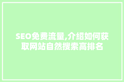 SEO免费流量,介绍如何获取网站自然搜索高排名