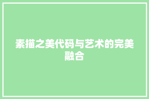 素描之美代码与艺术的完美融合