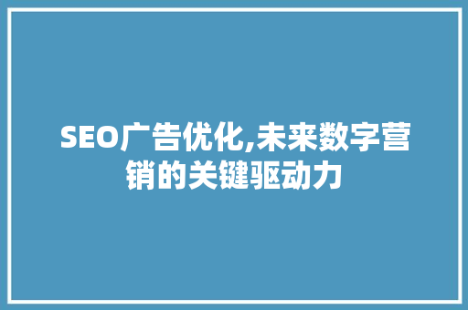 SEO广告优化,未来数字营销的关键驱动力