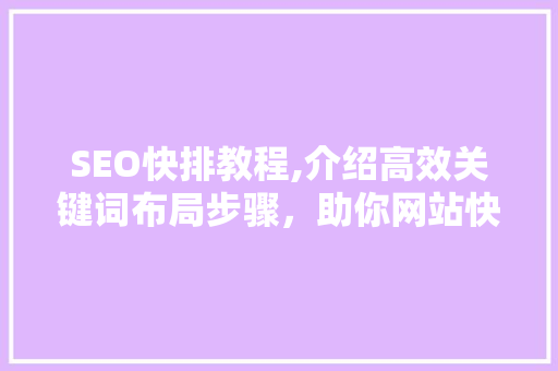 SEO快排教程,介绍高效关键词布局步骤，助你网站快速提升排名