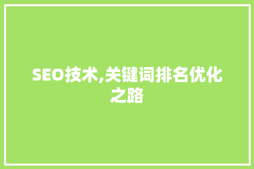 SEO技术,关键词排名优化之路