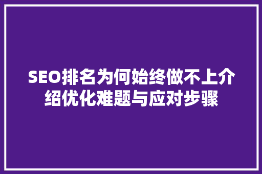SEO排名为何始终做不上介绍优化难题与应对步骤  第1张