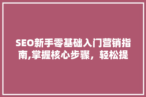 SEO新手零基础入门营销指南,掌握核心步骤，轻松提升网站排名