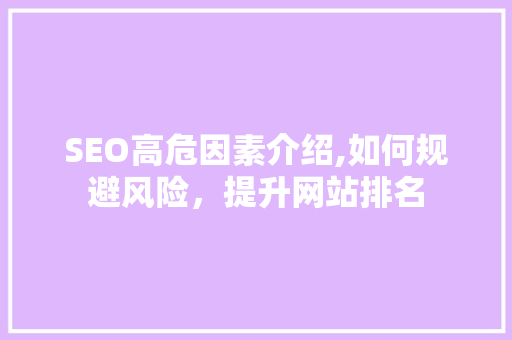 SEO高危因素介绍,如何规避风险，提升网站排名  第1张