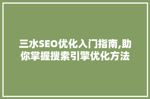 三水SEO优化入门指南,助你掌握搜索引擎优化方法