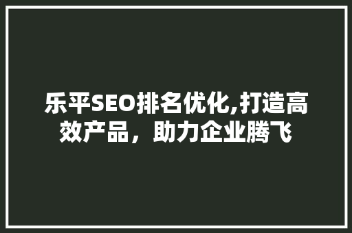 乐平SEO排名优化,打造高效产品，助力企业腾飞