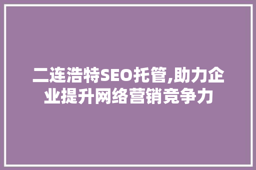 二连浩特SEO托管,助力企业提升网络营销竞争力