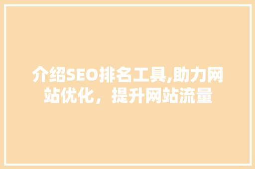 介绍SEO排名工具,助力网站优化，提升网站流量