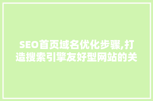 SEO首页域名优化步骤,打造搜索引擎友好型网站的关键