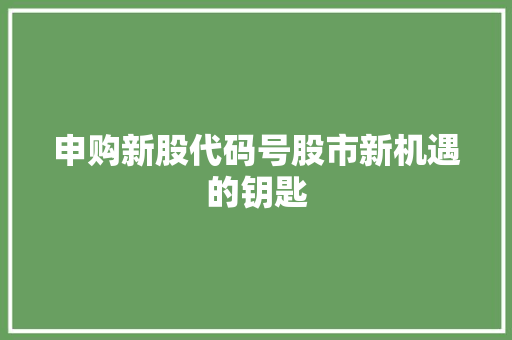 申购新股代码号股市新机遇的钥匙