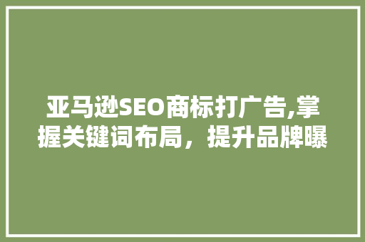 亚马逊SEO商标打广告,掌握关键词布局，提升品牌曝光度