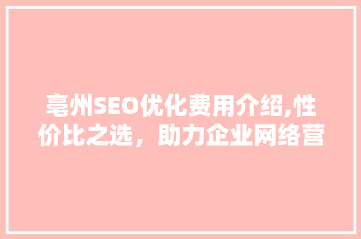 亳州SEO优化费用介绍,性价比之选，助力企业网络营销腾飞