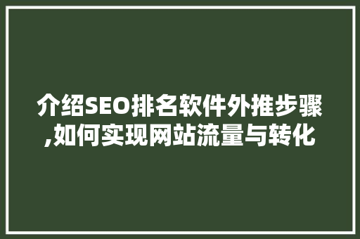 介绍SEO排名软件外推步骤,如何实现网站流量与转化率的飞跃