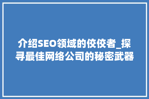 介绍SEO领域的佼佼者_探寻最佳网络公司的秘密武器  第1张