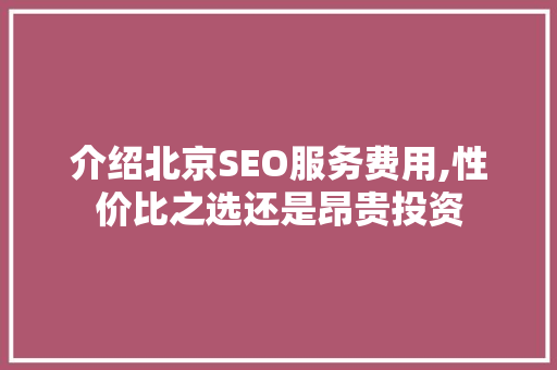 介绍北京SEO服务费用,性价比之选还是昂贵投资  第1张