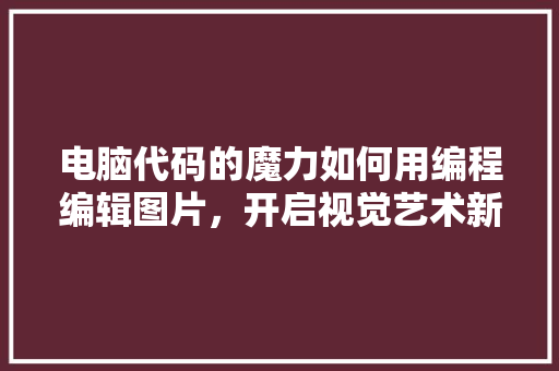 电脑代码的魔力如何用编程编辑图片，开启视觉艺术新篇章