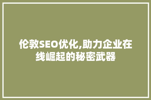 伦敦SEO优化,助力企业在线崛起的秘密武器