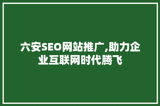 六安SEO网站推广,助力企业互联网时代腾飞