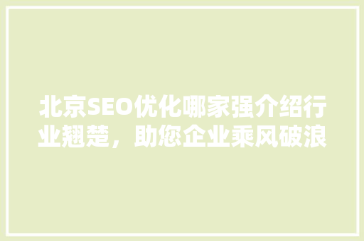 北京SEO优化哪家强介绍行业翘楚，助您企业乘风破浪