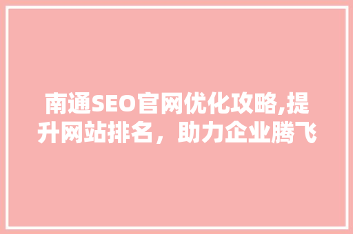 南通SEO官网优化攻略,提升网站排名，助力企业腾飞
