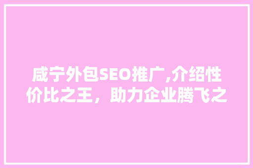 咸宁外包SEO推广,介绍性价比之王，助力企业腾飞之路  第1张