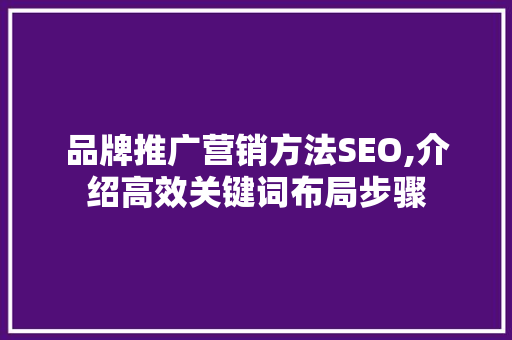 品牌推广营销方法SEO,介绍高效关键词布局步骤  第1张