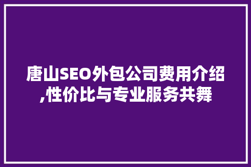 唐山SEO外包公司费用介绍,性价比与专业服务共舞