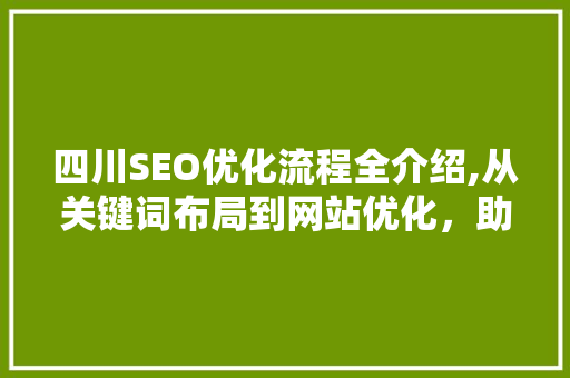 四川SEO优化流程全介绍,从关键词布局到网站优化，助您轻松提升网站排名