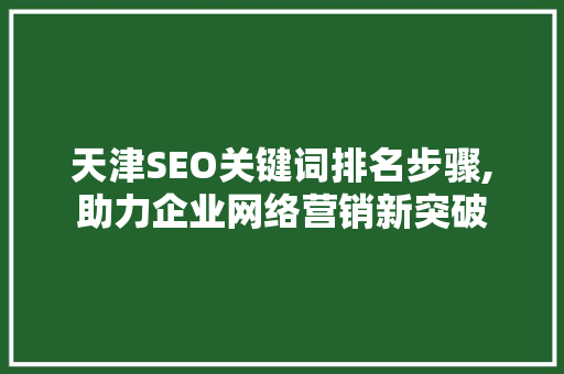 天津SEO关键词排名步骤,助力企业网络营销新突破