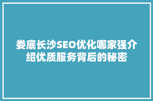 娄底长沙SEO优化哪家强介绍优质服务背后的秘密
