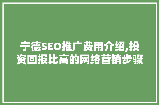 宁德SEO推广费用介绍,投资回报比高的网络营销步骤
