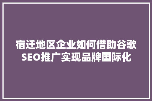 宿迁地区企业如何借助谷歌SEO推广实现品牌国际化  第1张