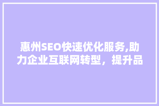 惠州SEO快速优化服务,助力企业互联网转型，提升品牌竞争力