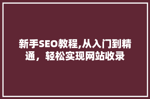 新手SEO教程,从入门到精通，轻松实现网站收录  第1张